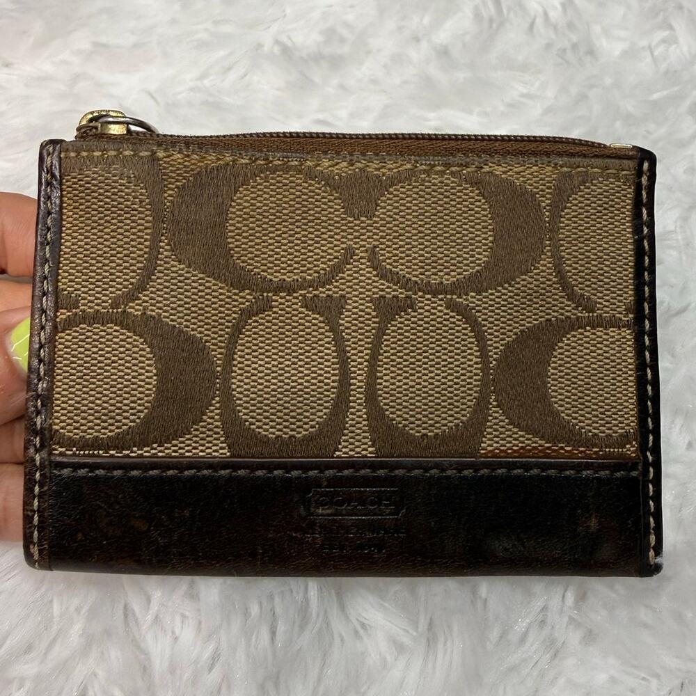 y2k COACH Brown Signature Canvas Card holder Coin Purse